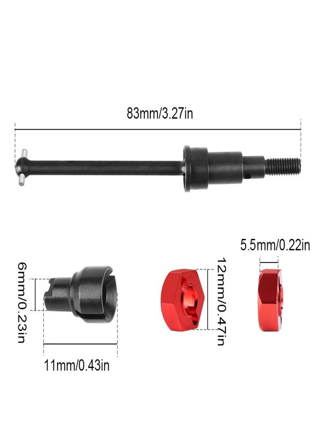 GLOBACT #45 Steel CVD Driveshaft Front Rear Drive Shafts Set for Arrma 1/18 Granite Grom 1/14 Typhon Grom Mega 380 1/18 RC Monster Truck Buggy Upgrade Replace ARA311198 (Black) - Image 5